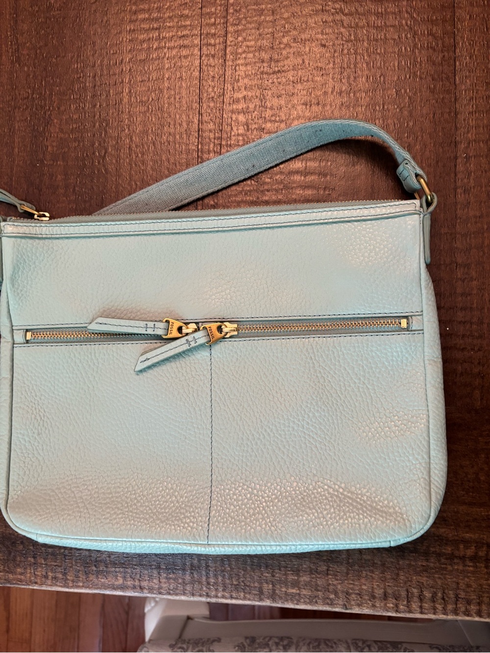 Fossil Light Blue Green Leather Shoulder Bag - Women's Stylish Crossbody